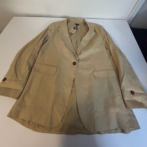 NWT Express Beige Linen Blend  Single-Button Blazer